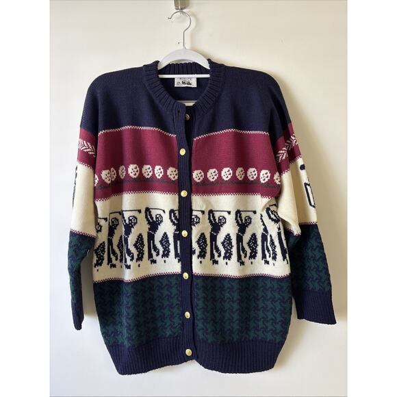 VTG Flinders Island Fleece Wool Jumper Cardigan Large Grannycore Cabincore Golf - Picture 1 of 7